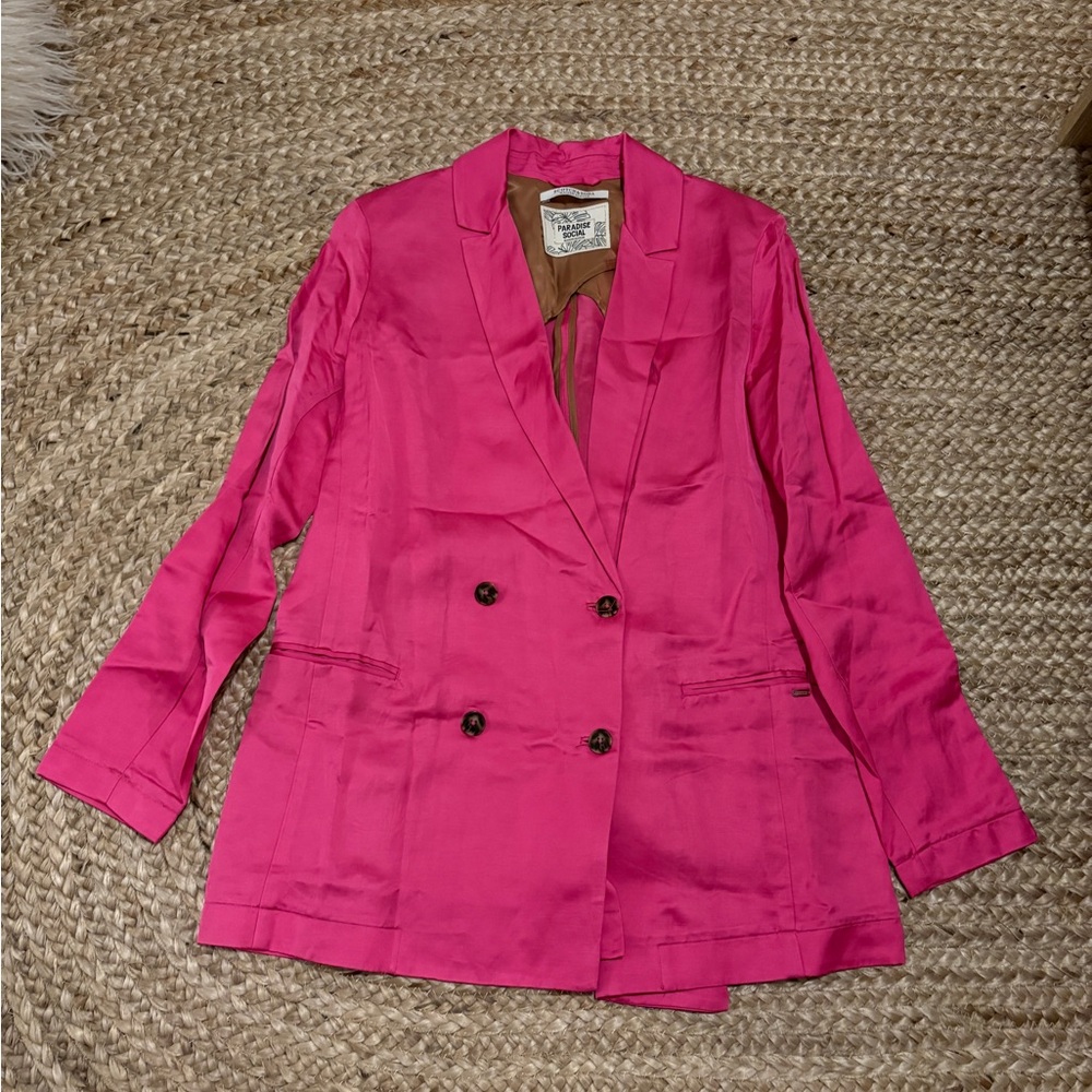 Scotch & Soda hot pink linen blend blazer